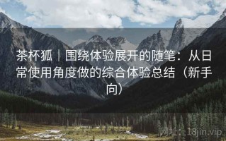 茶杯狐｜围绕体验展开的随笔：从日常使用角度做的综合体验总结（新手向）