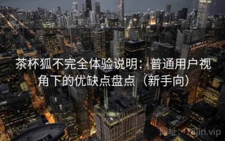 茶杯狐不完全体验说明：普通用户视角下的优缺点盘点（新手向）